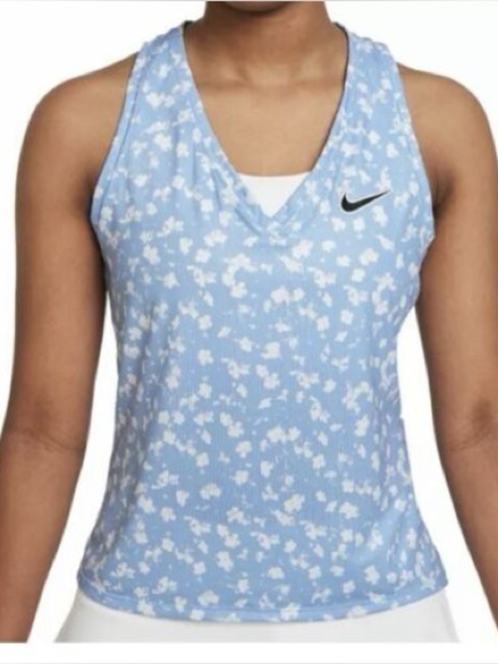 Nike Court Womens Tennis Blue White Floral Victory Tank Top